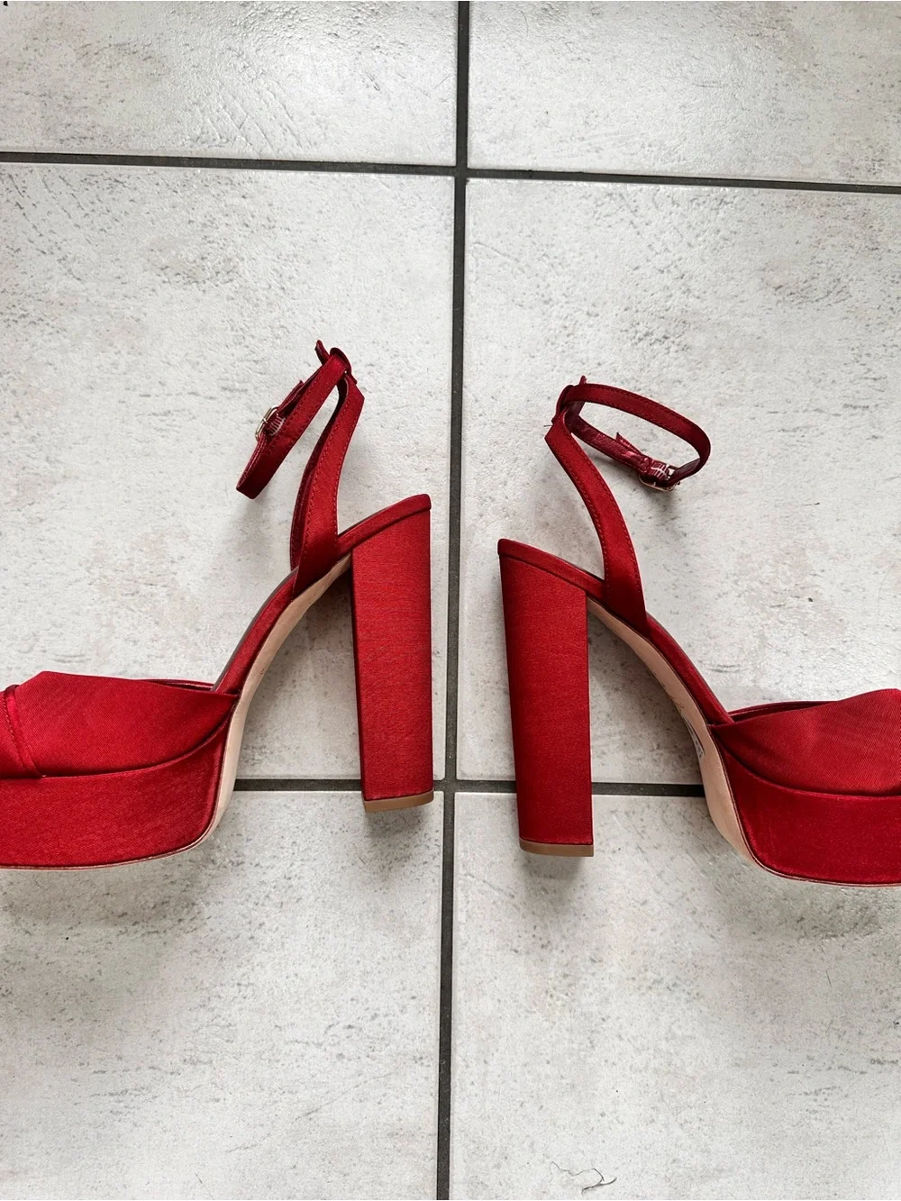 Antonio Melani x The Nat Note Pia pumps Women's Red Ankle-Strap Platform Heels 9